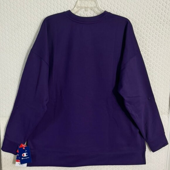 NWT Champion Purple Game Day Fleece Lined Pullover Sweatshirt -Logo- Size XL - Picture 7 of 7
